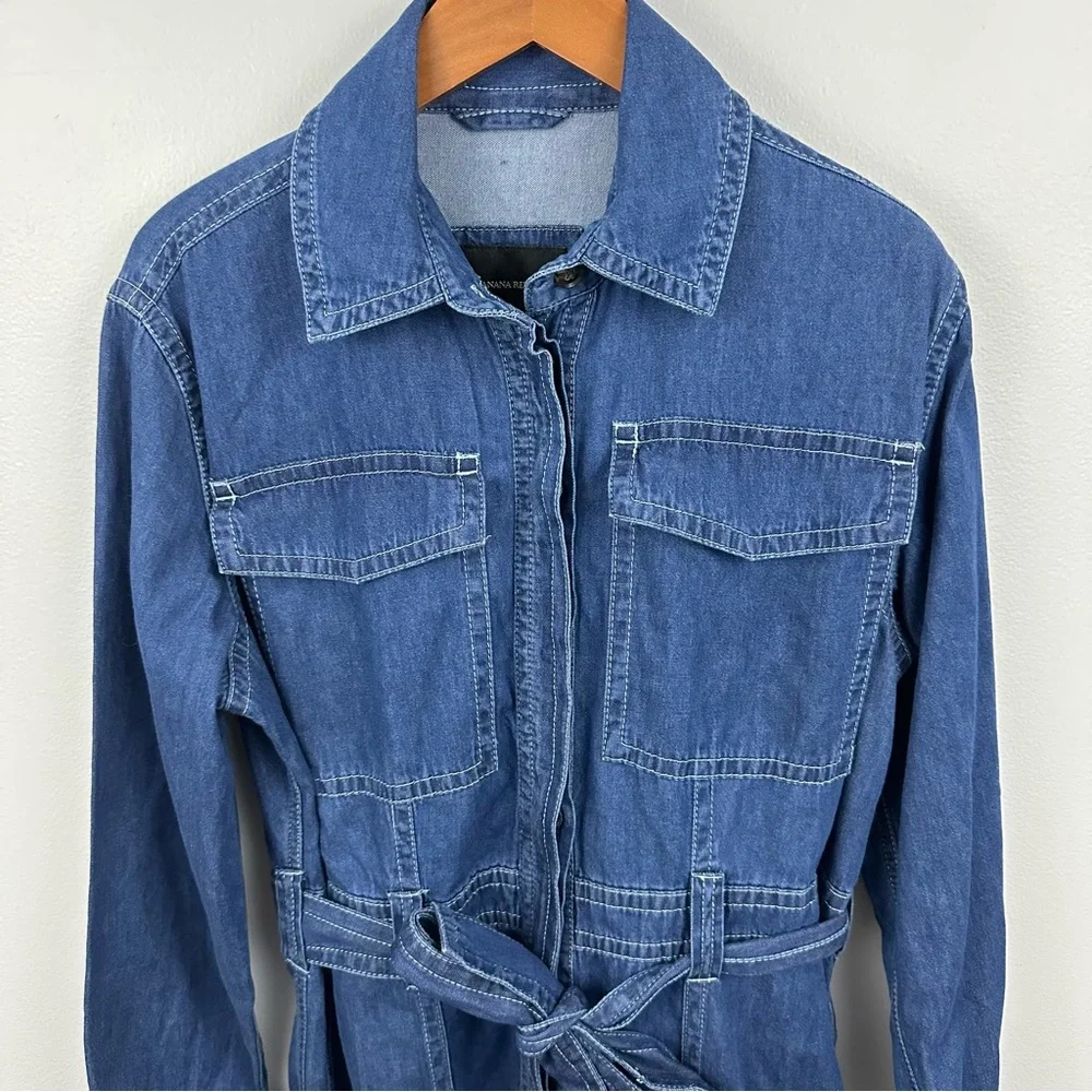 SOLD Banana Republic Saldo Utility Chambray Denim Jumpsuit NWT Size Large - Picture 9 of 17
